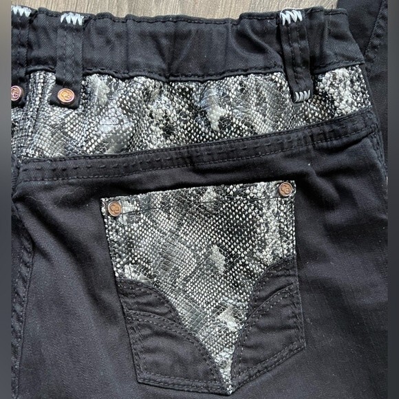COOGI Faux Snake Skin Black Jeans Elastic Stretchy Pants Women's sz 20 Plus Size - Picture 9 of 12